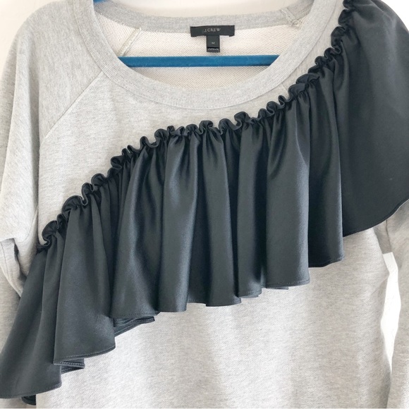 J Crew Asymmetrical Ruffle Sweatshirt size Medium - Picture 3 of 9